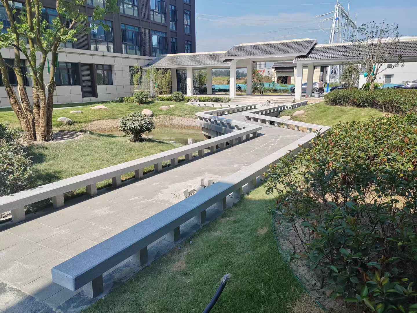 宁夏 芝麻灰小区坐凳&栏杆安装效果